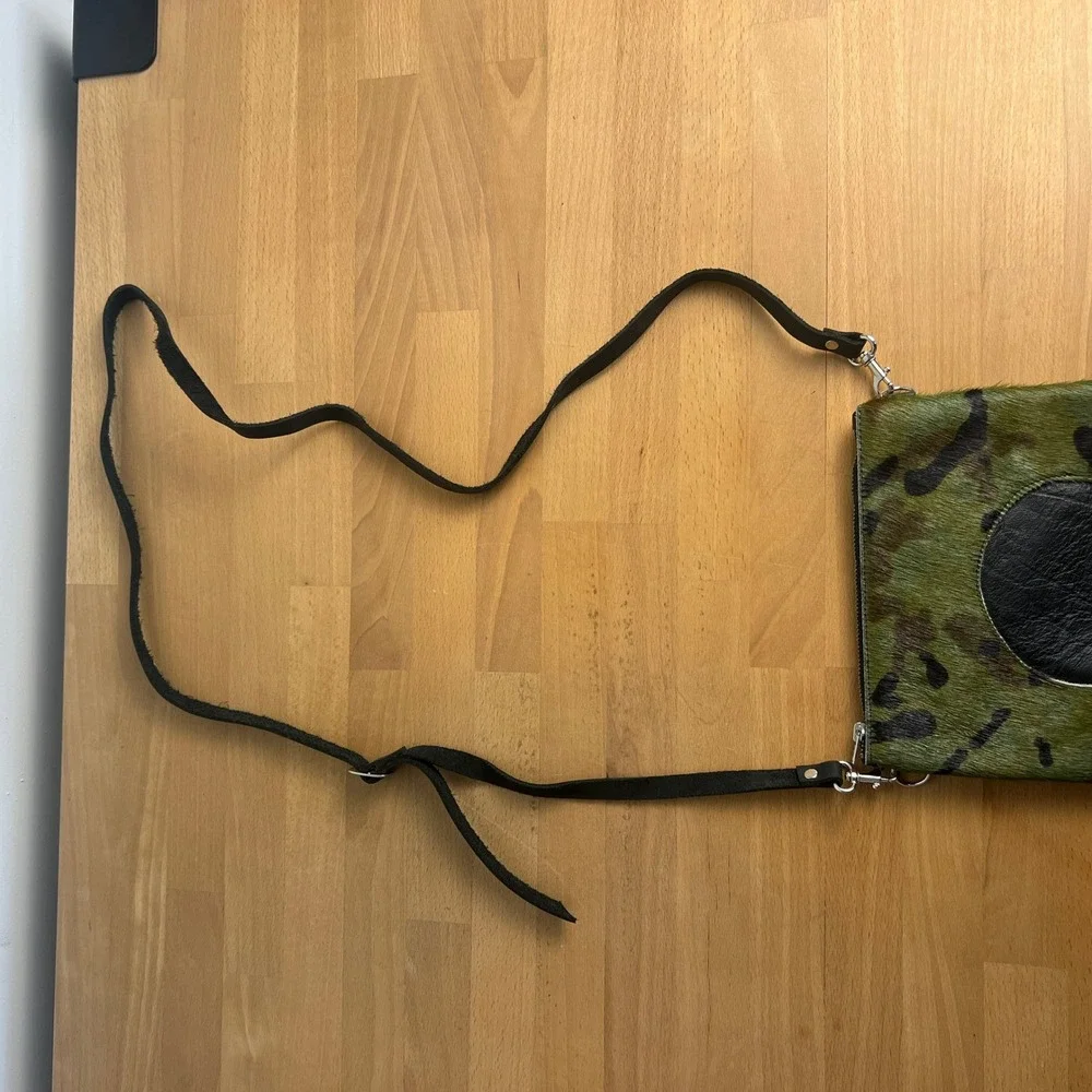 Leather Pony Hair Camo Skull Grunge Crossbody Bag Boho Y2k‎ 2000s